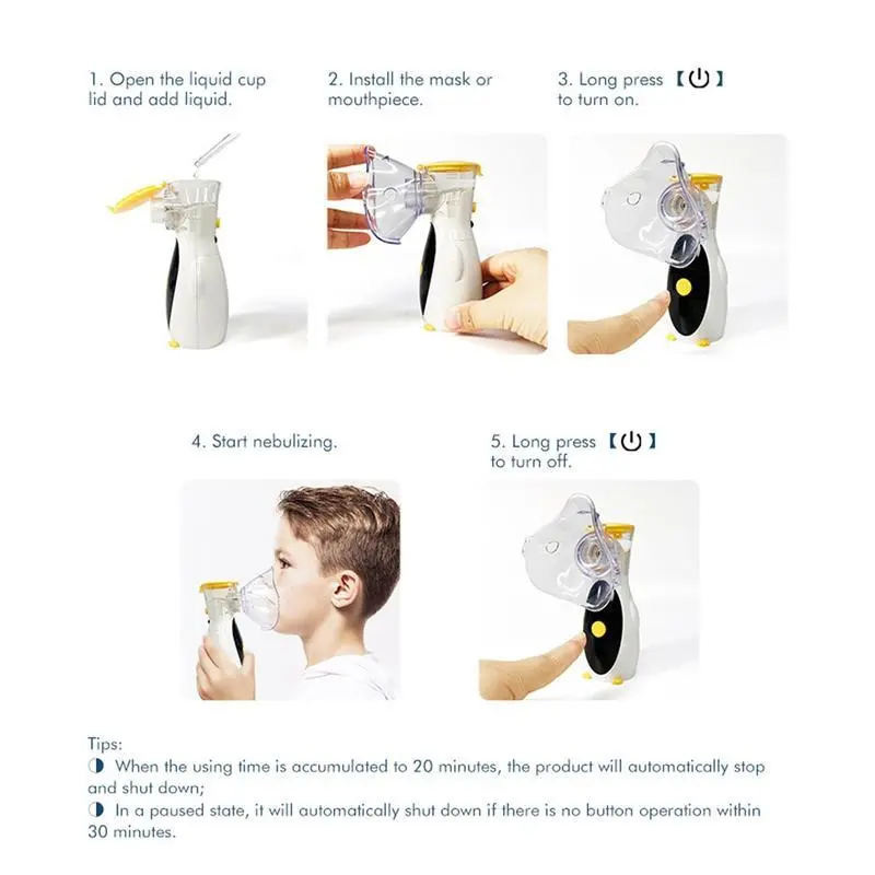 Portable Handheld Nebulizer, USB Rechargeable Atomizer with Accessories, Effective Relief for Breathing Problems, Body Care Product 7