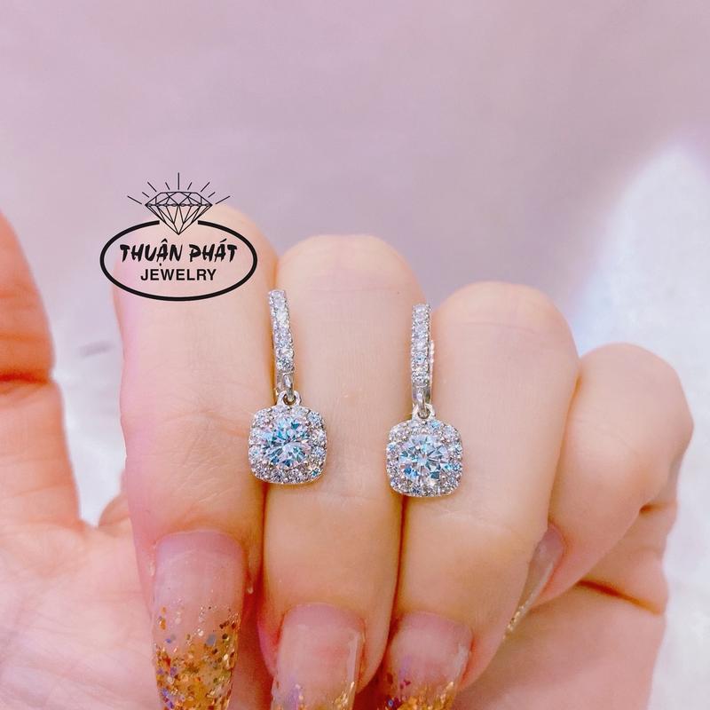 Phụ Kiện Bông Tai Nữ B0189  Cz Tòn Ten Vuông Khoá Gài Đeo Tai Sang Trọng Trang Sức Bạc Ý Xi Kim - Bạc Thuận Phát