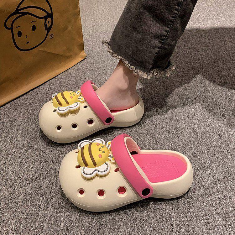 Dongdong Shoes for Women 2024 New Summer Two Wear Elevated Thick Sole Sandals for External Wearing of Baotou Slippers Detachable Girl Hearts Popular DéP GiàY