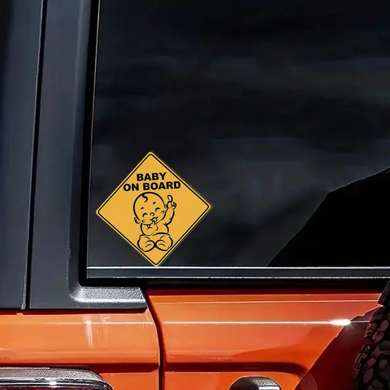 Baby Safety Warning Sticker, Cartoon Baby Pattern Decal, Waterproof Car Sticker For Window Bumper 0