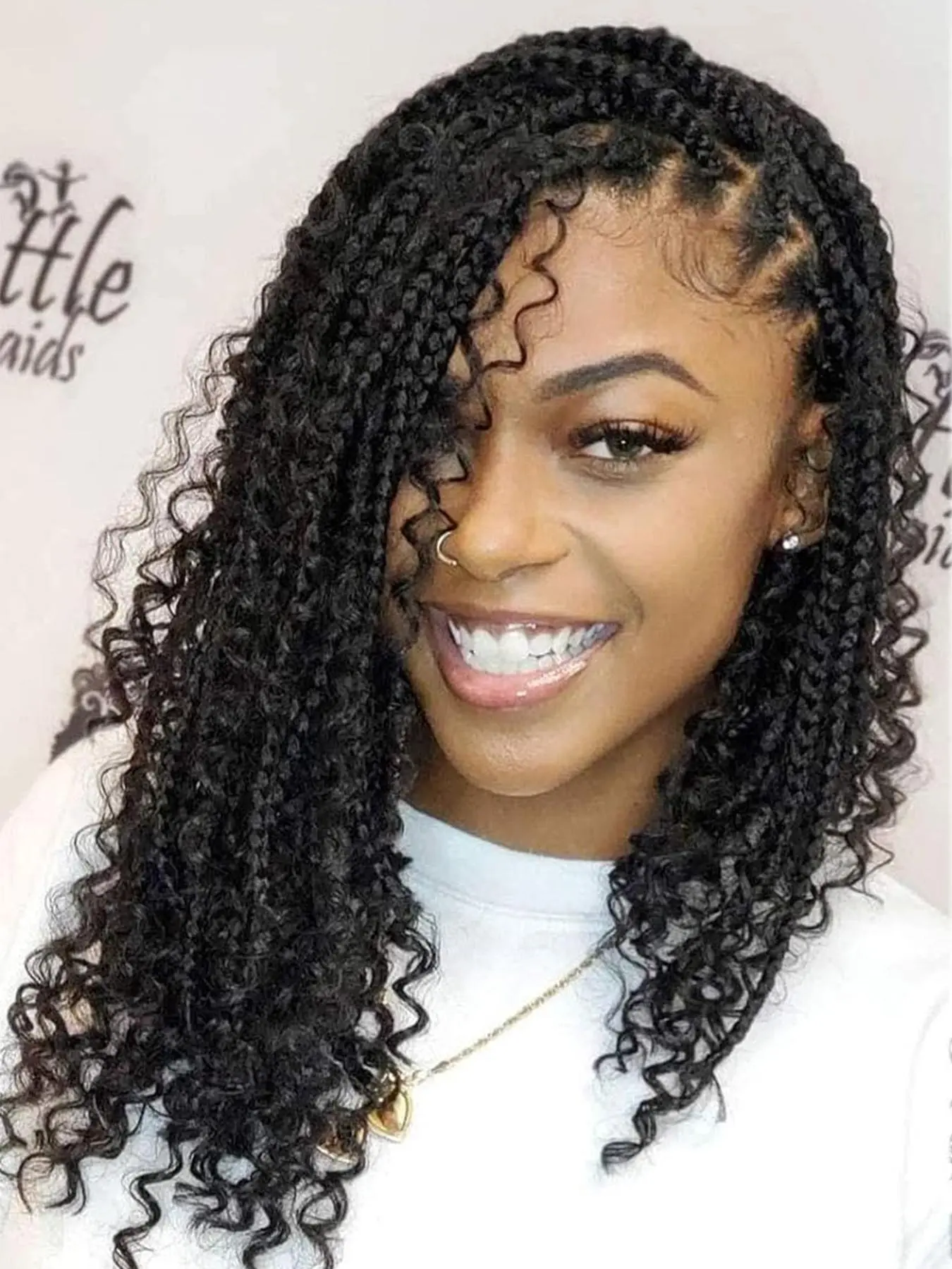 14 Inch Black Long Box Braids Crochet Hair, Bohomian Crochet Box Braids Curly Ends Pre Looped Box Braids Crochet Hair for Women
