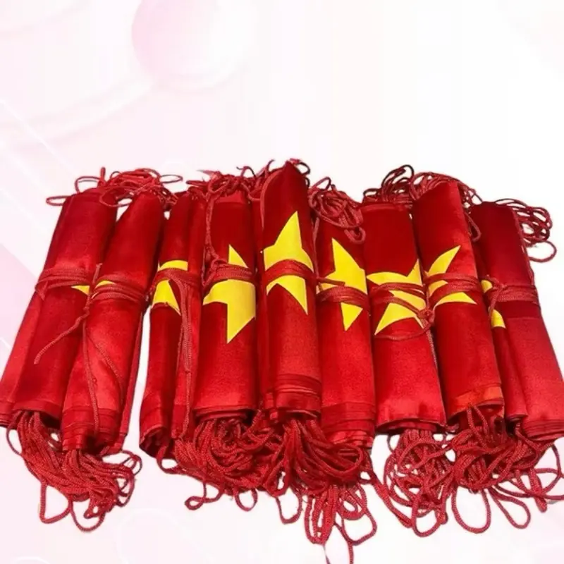 Cờ dây Sao xen kẽ in 2 mặt, Cờ dây Tổ Quốc vải satanh dày dặn chịu nắng mưa 3