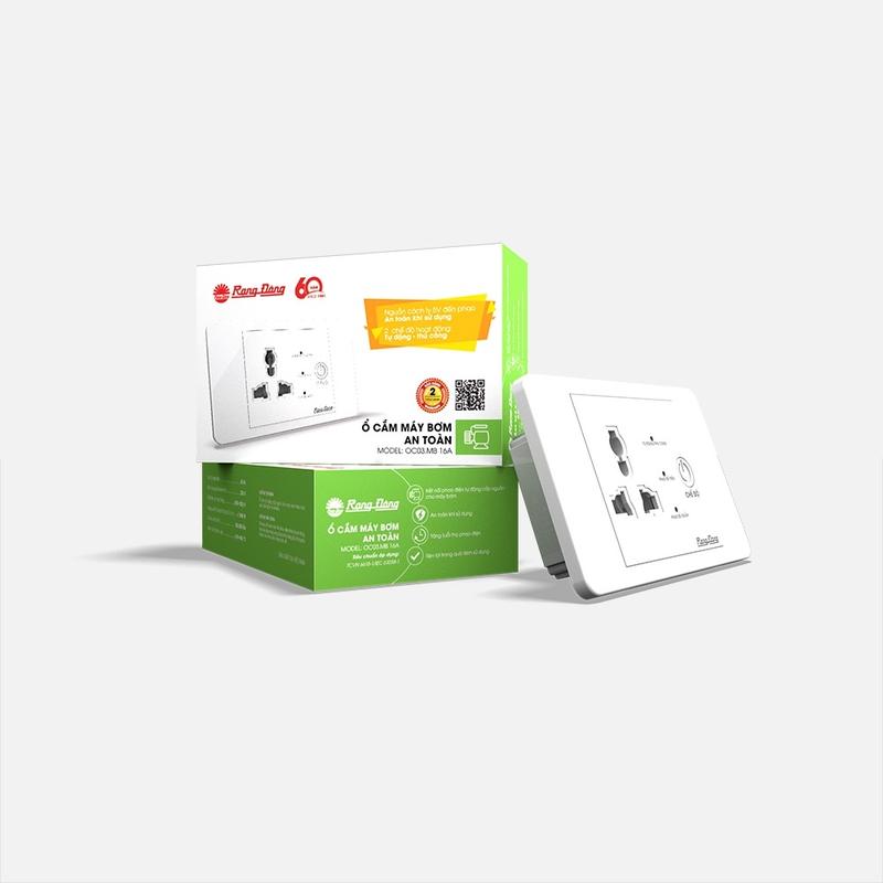 Ổ cắm máy bơm an toàn Rạng Đông, model OC.03MB 16A, bảo hành chính hãng 12 tháng. 0