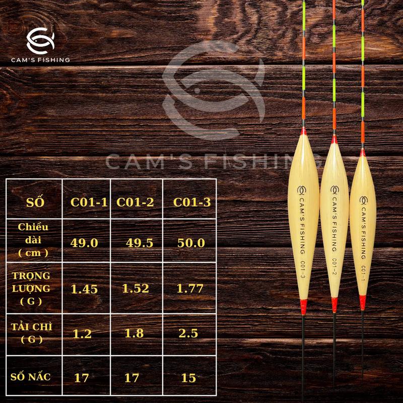   CAM'S FISHING   Phao Cỏ C01- Độ Nhạy Cao Cho Cá Chép - Thiết kế bầu to tăm dài 24cm chân chắc chắn độ nổi hoàn hảo tải chì 1,2g - 2,5g Chất Liệu Cỏ Tự Nhiên 