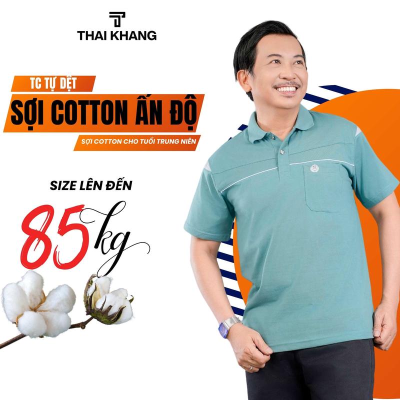 Áo thun nam có cổ trung niên vải cotton xịn loại áo thun cho người lớn tuổi có túi Vitin ATHUN32 Menswear Top Polo Shirt Tay Ngắn Cộc Tay Ngắn Tay