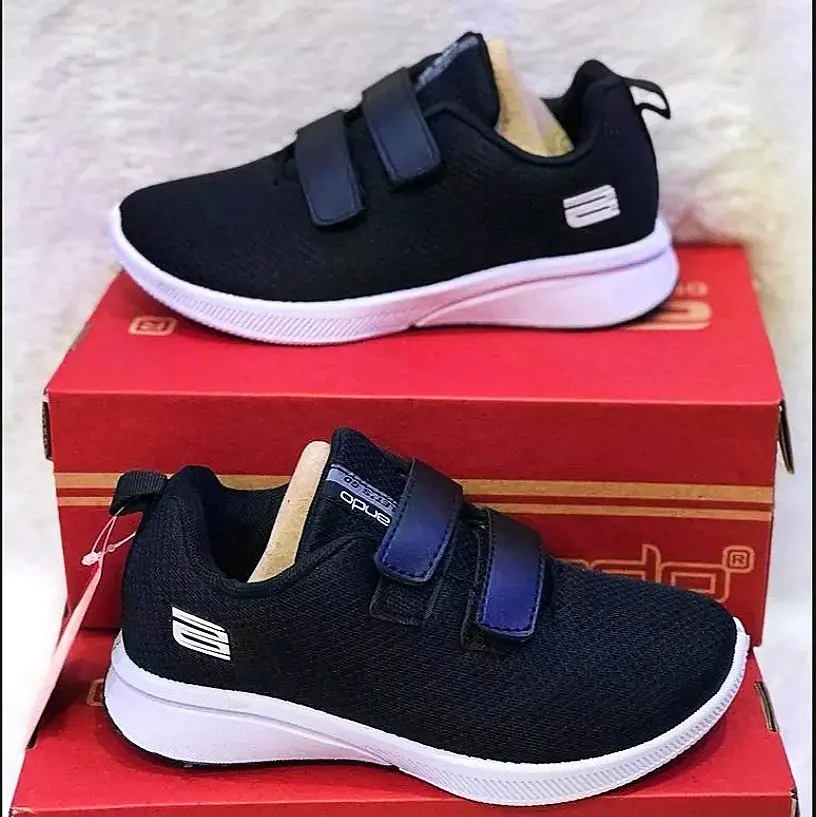 SEPATU SEKOLAH ANAK ANDO REBECCA 29-36 VELCRO HITAM PUTIH/HITAM HITAM TERBARU Fashion