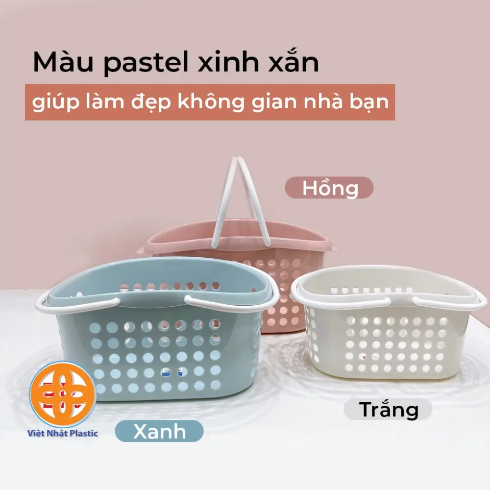 Giỏ đựng đồ 2 quai xách đa năng Việt Nhật 3212 - Rổ nhựa có quai khay  đựng gia vị