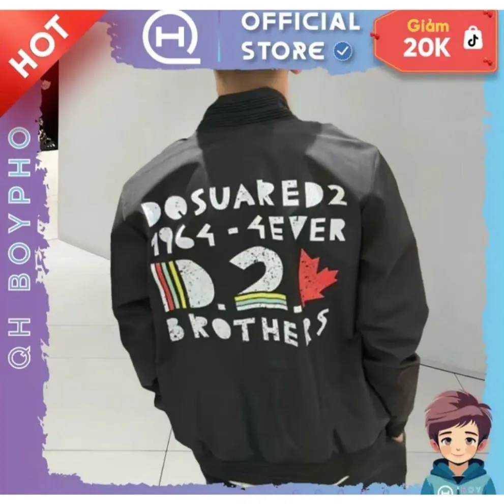 Áo Khoác Gió 2 Lớp DSQ in Sau Lưng 1964, Áo Gió DSQ Đủ Size Nam Nữ Hottrend Menswear Jacket