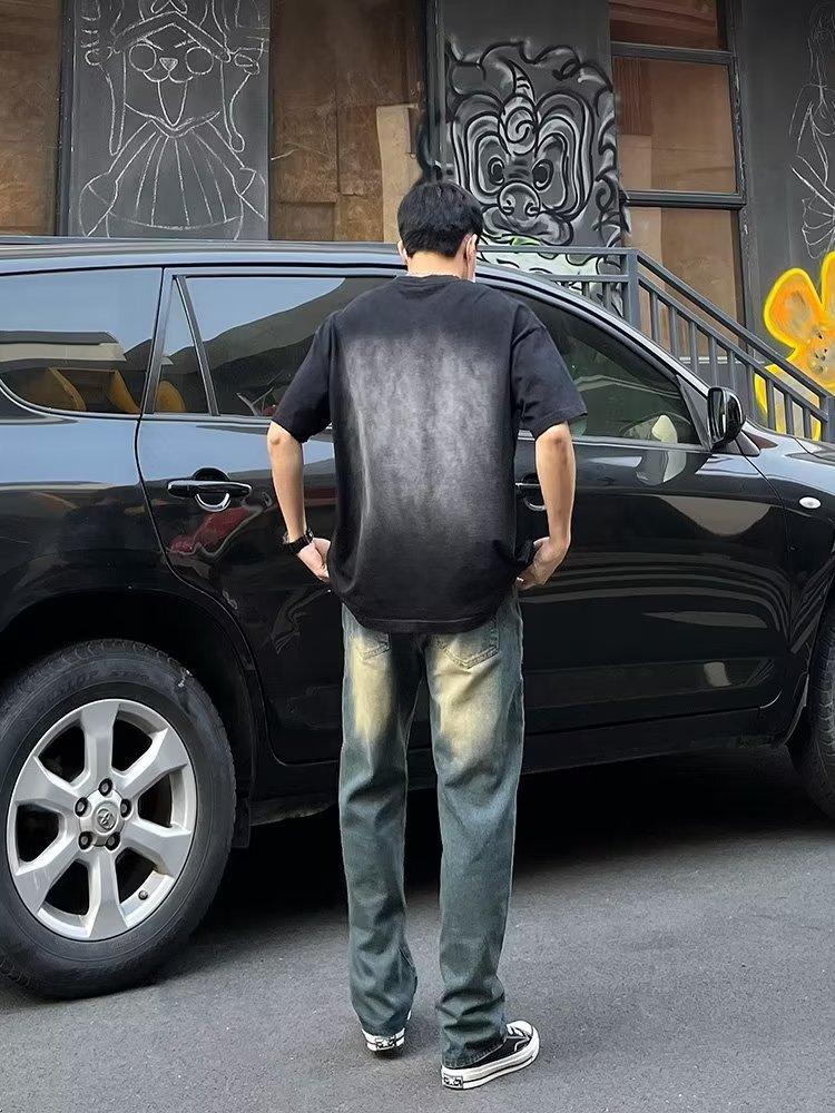 Product Introduction of Live Unbridled Menswear Vintage Jeans Men's Autumn Streetwear Style Loose Straight-Leg Pants Washed Wide-Leg Denim Trousers Lingerie Beige Plain Pocket 3