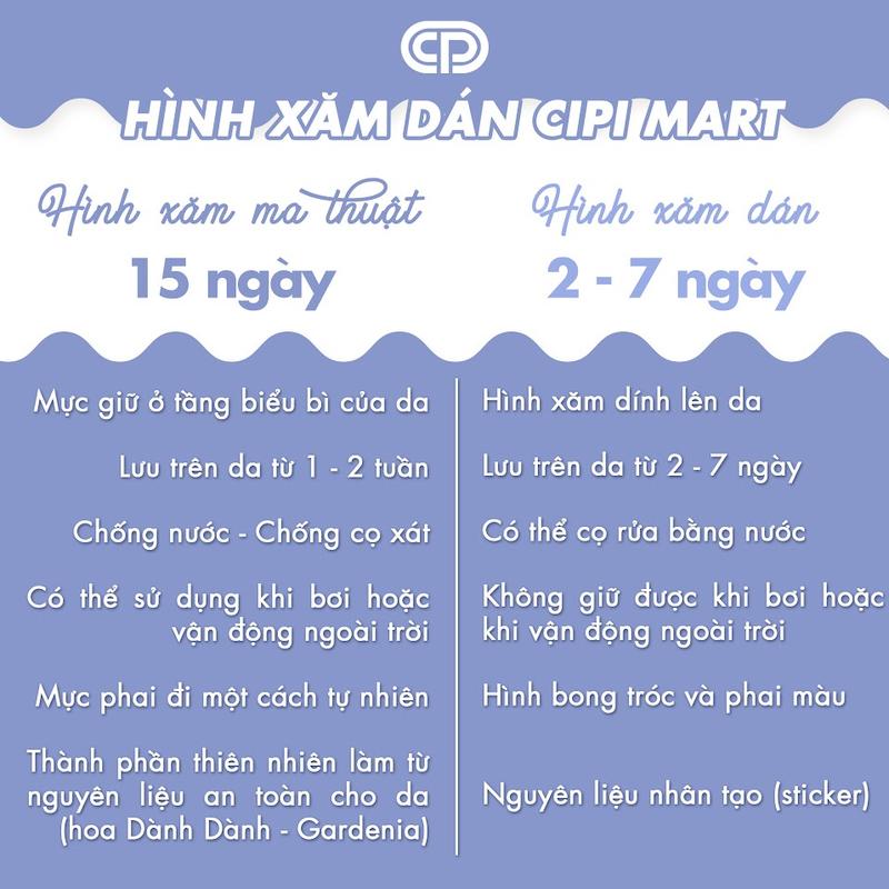 CIPI MART - Hình xăm tạm thời 15 NGÀY - chống nước, cọ xát 695 2