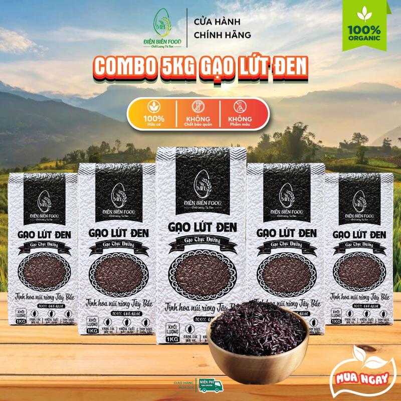  Gạo Lứt Đen Điện Biên Combo 5kg   5 túi 1kg hút chân không   