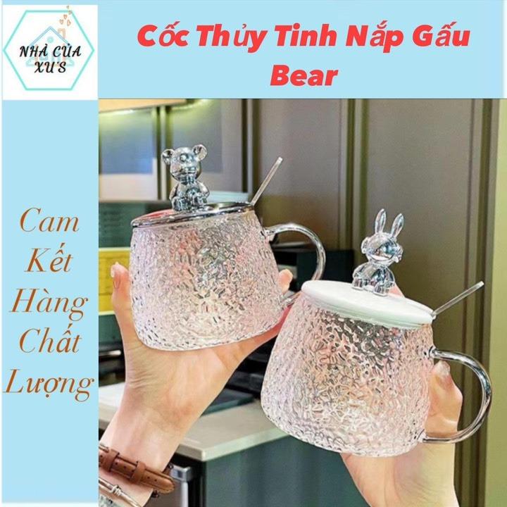  Combo 2 Cốc Thủy Tinh Nắp Gấu Bear chịu nhiệt cao Ly Thủy Tinh Chịu Nhiệt Lên Đến 150 độ cốc  cốc 