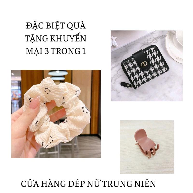 [ƯU ĐÃI LỚN]   Guốc nữ trung niên thiết kế phần mặt bóng đính kèm họa tiết hoa mũi tròn cao 7 cm chống trơn trượt DéP GiàY 4