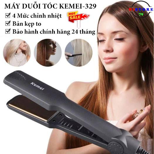Máy Duỗi Tóc Thẳng KEMEI 329 Có 4 Mức Chỉnh Nhiệt Cho Nữ - Máy Là Tóc Bản To Women mayuon