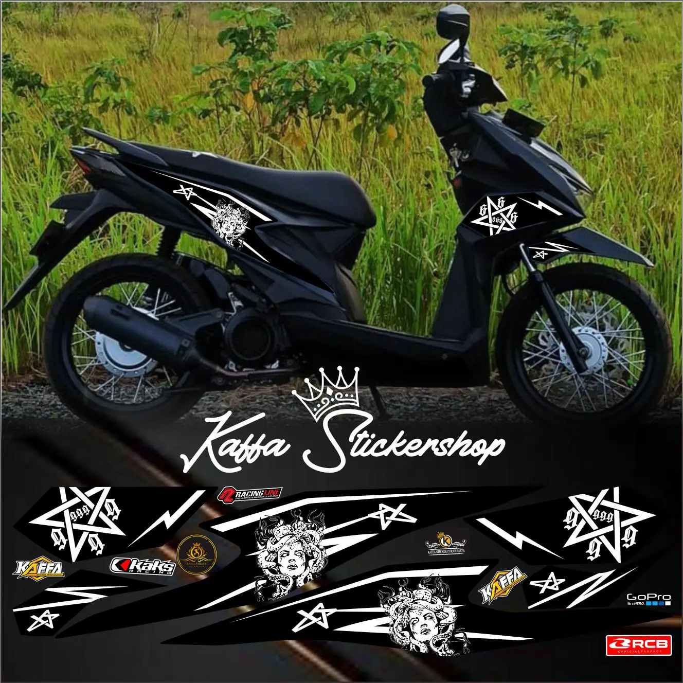 Sticker Beat Deluxe Striping Variasi BEAT DELUXE / Stret Motif Decal Polet Stiker motif Motorcycle