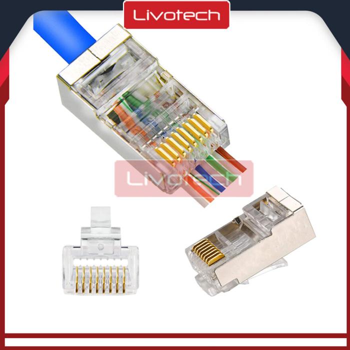Kepala Rj45 Jual Connector RJ45 Cat6 Pass Thru 50pcs Jack Konektor Anti Gagal RJ-45 ...