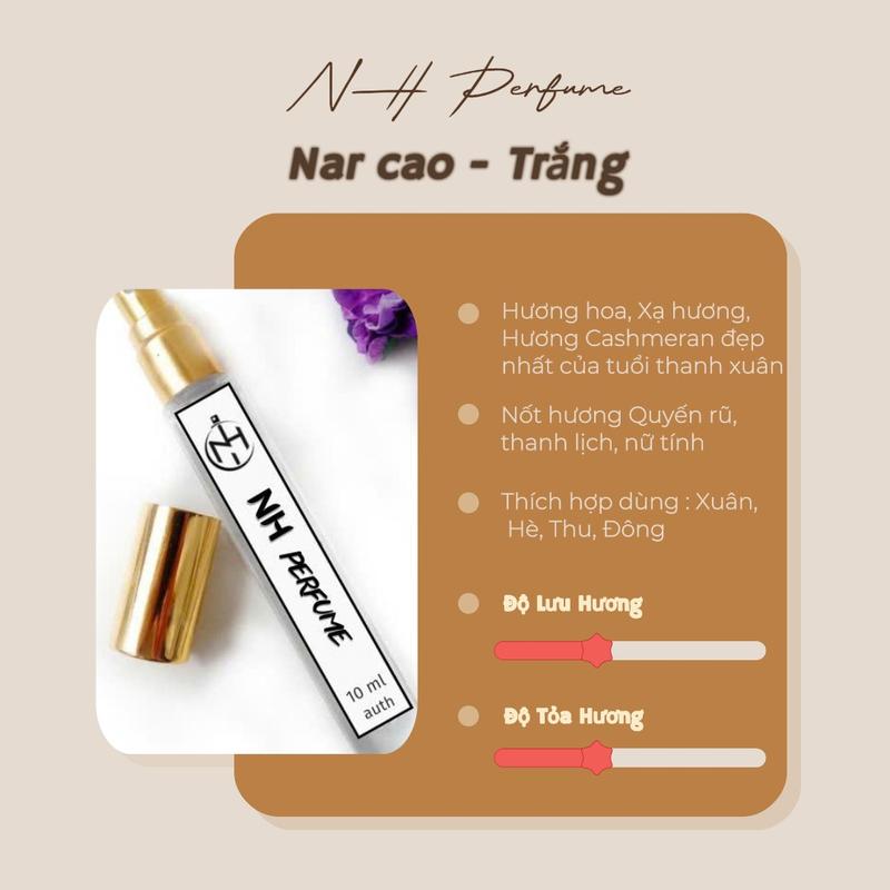  Nước hoa nữ Nar trắng cao - Chiết mẫu thử Cosmetic Perfume 