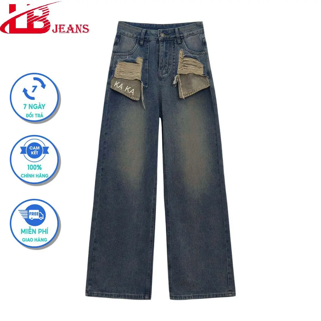Quần Jean nữ , ỐNG RỘNG KAKA , Vải Denim Mềm , Dày Dặn Thời Trang Hot