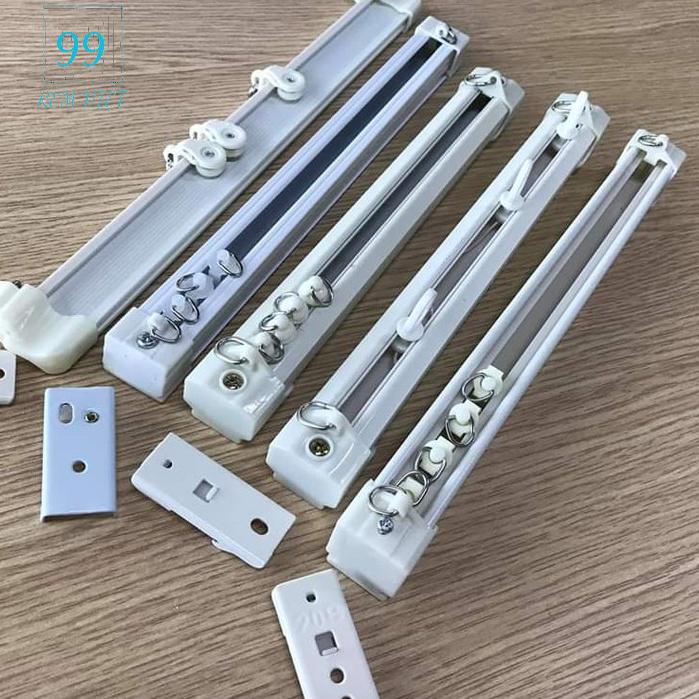 Thanh ray trượt, thanh treo rèm đầy đủ phụ kiện, thanh rèm cửa gồm pát đỡ, bộ bi trượt vải