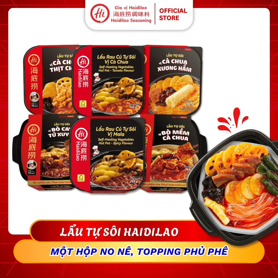 Lẩu tự sôi Haidilao/ Lẩu bò cay Tứ Xuyên/Lẩu bò mềm cà Chua/ Lẩu cà chua thịt chiên/ Lẩu cà chua xương hầm