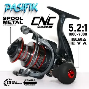 Reel Pancing Spinning Series DA1000 - DA7000 Gear Ratio 5.2:1 Premium Standard Rell Rill Pancing CNC Handle Katrol Kerekan Pancing Fishing Reel Spool Metal Aluminium