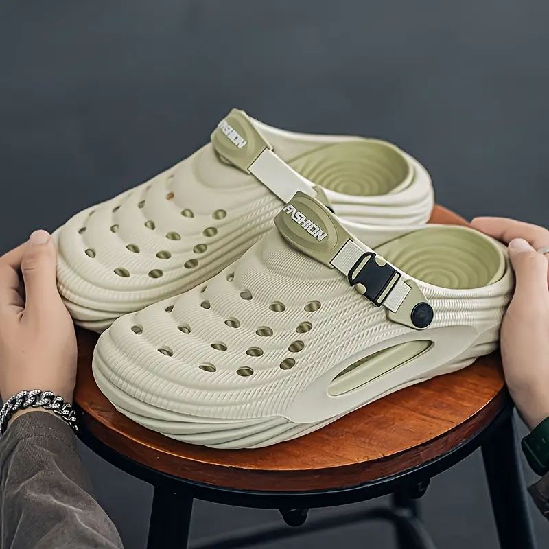Men's Breathable EVA Slip-On Mules - Thick Sole Comfort, Ventilation Holes & Cushioned Insole for Summer, Indoor/Outdoor, Beach & Casual Wear - Black  Boy Footwear 5
