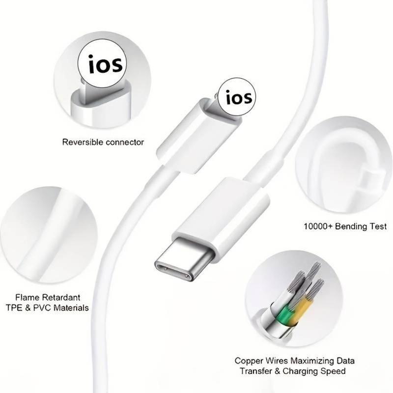 PD 20W Fast Charging Data Cable, USB C Fast Charger Cable, Portable Charging Cord for iPhone iPad 4