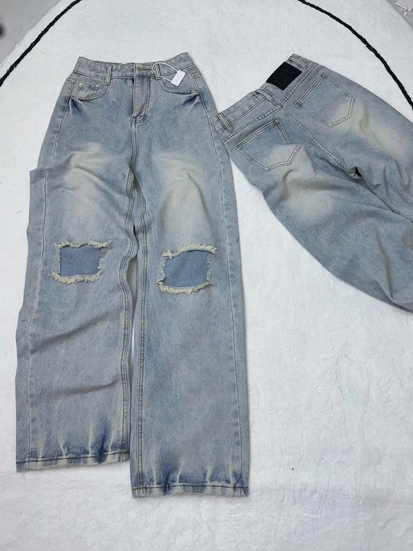 QUẦN JEAN XUÔNG RÁCH GỐI- Chất liệu: Jean- Màu sắc: Xanh - Kích thước: S (eo < 63cm), M (eo < 67cm), L (eo < 70cm), XL (eo<75cm), 2XL ( eo <80cm)