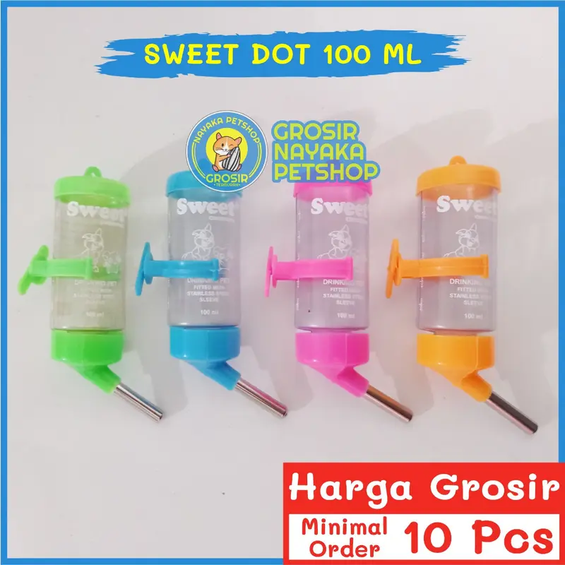 NAYAKA GROSIR Sweet 100 ml Dot Minum Hamster Botol Minum Wadah Tempat Air Hewan Hamster Tupai Bajing Gerbil Sugar Glider Tikus 0