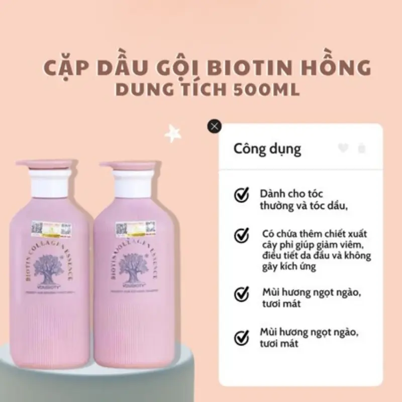 (COMBO 2 CHAI )Dầu Gội + Dầu Xả Hương Nước Hoa BIOTIN Hỗ Trợ Làm Mượt Tóc 1000ML-KIWI WIN Nữ Women 1