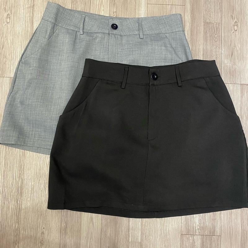 Bigsize Chân váy hai màu đen ghi dáng ngắn- Mã sản phẩm 20298 Women Voi Nhung Voan