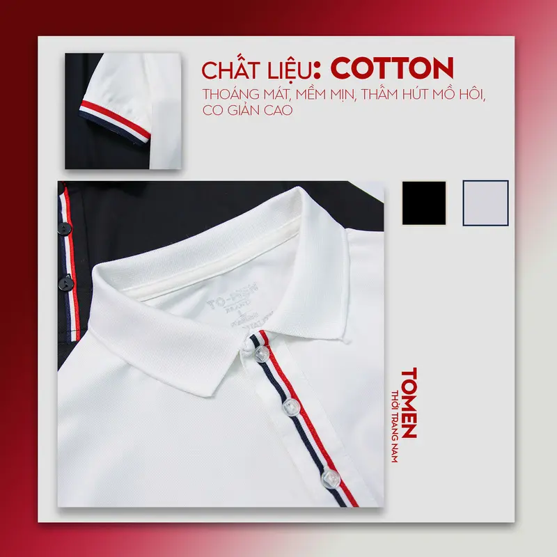 (Big Size 50-95kg) Áo Thun Polo Cao Cấp phối viền dệt kim 3 màu ở cổ tay, trụ cổ , sang trọng và đẳng cấp Nam Menswear 2