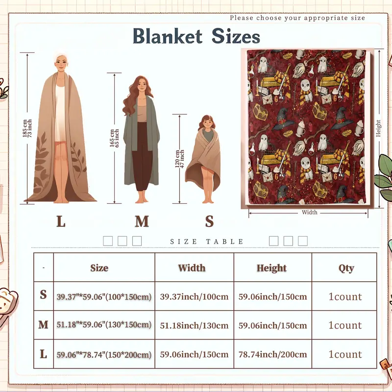 Magic World Pattern Blanket, 1 Count Soft Comfortable Throw Blanket, Cool Bedroom Bedding Blankets, Warm Napping Blanket for Home Office Travel Camping 1