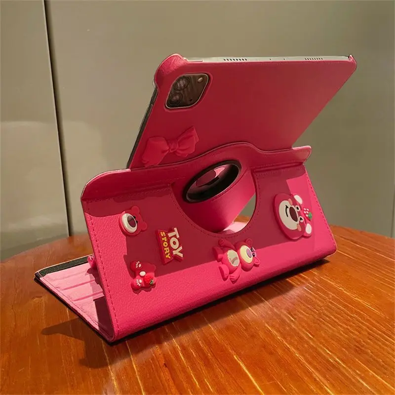 Ốp Bảo Vệ, Thiết Kế Gấu Dâu Tây Diyipad10 Thế Hệ, Tương Thích Với 10.2 / Pro11 / 360 Độ Xoay Bao Da, Air5, Dành Cho Apple, Năm 2025