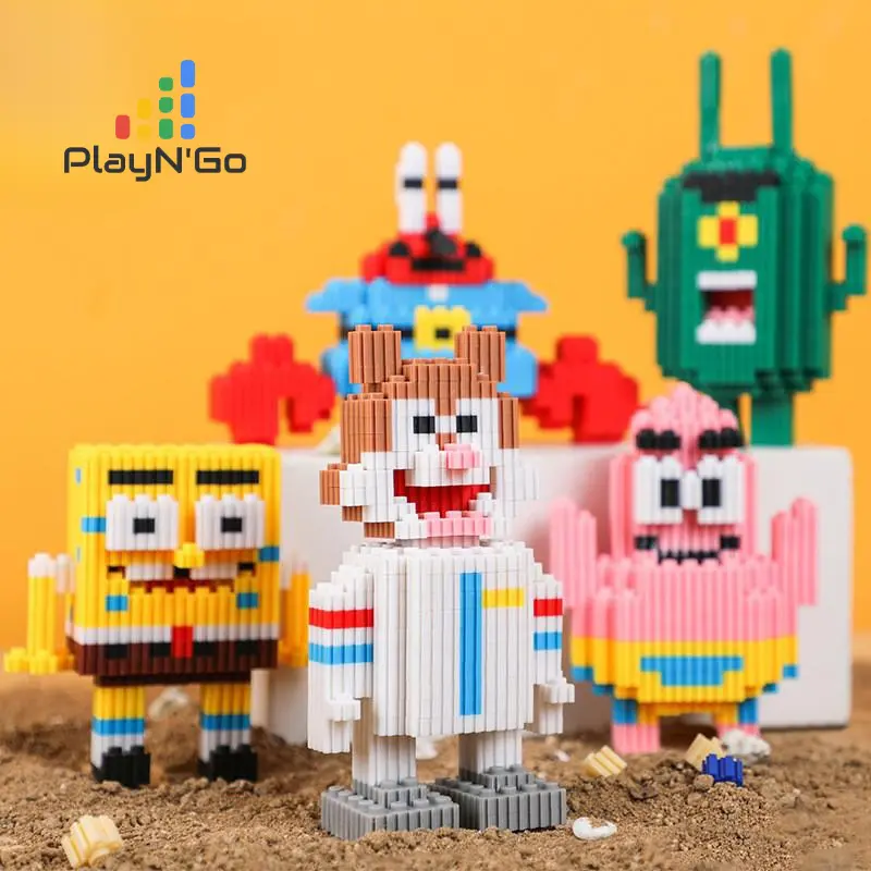 Original Nano Blocks Bricks SPONGEBOB & Friends 3D, Mainan Blok Susun, brick spongebob, Dekorasi Hiasan Karakter Animasi, hadiah Kado Anak 2