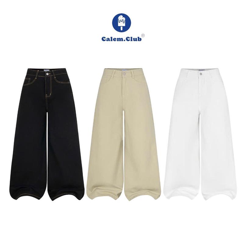 Calem Club - Quần Kaki Jean Ver 2 Ống Rộng WIDE LEG tôn dáng cạp cao form unisex nam nữ