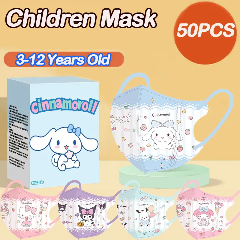Khẩu Trang Trẻ Em, Đặc Biệt Cho Học Sinh, Phong Cách Kuromi 3D, Dành Cho Trẻ Em Từ 3-12 Tuổi, Bảo Vệ 3 Lớp Chống Bụi Và Mờ, Chất Lượng Cao, Đóng Gói Riêng, Khẩu Trang Trẻ Em, 50 Cái 1