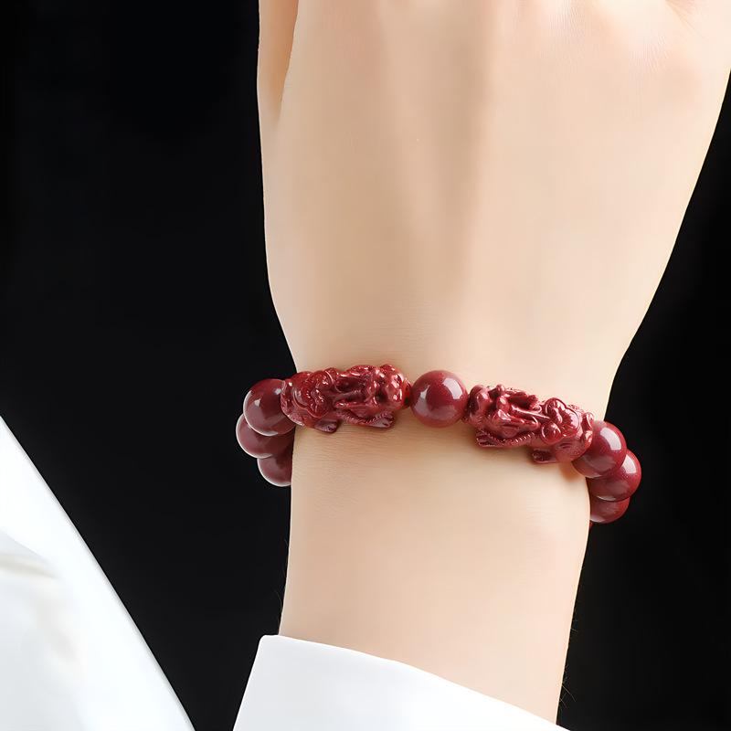 Product Introduction of May mắn cho năm mới, 2025 Vòng Tay Cát Vàng Tím & Chu Sa, Với PiXiu Kép, Để Thịnh Vượng 11