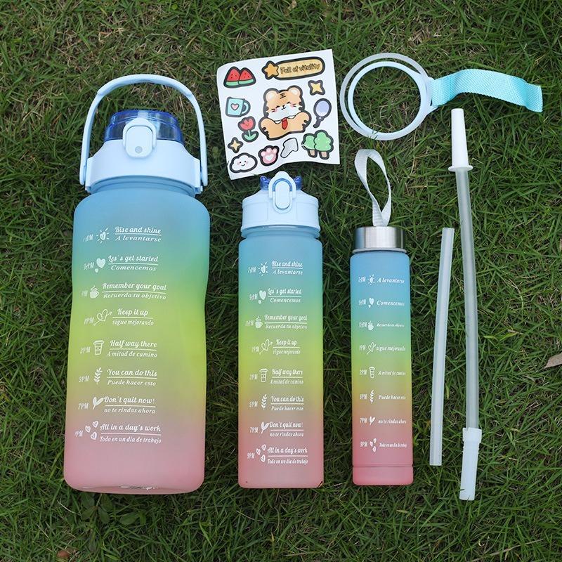 Product Introduction of 900-2000ml 3pcs Set with Time Graduated Space Cup Gradient Water Cup High Capacity Plastic Cups Portable Outdoor Travel Gym Bottles 21