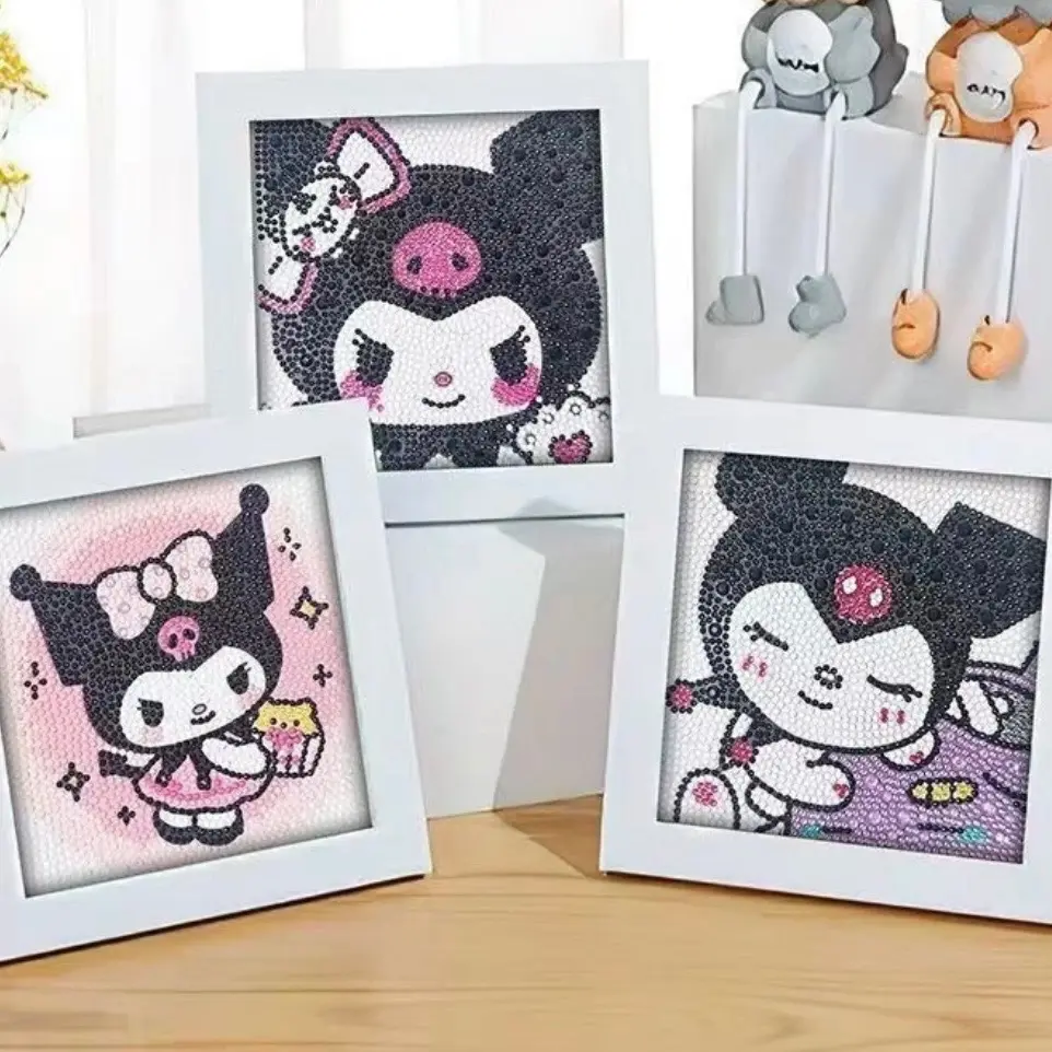 GoLiving Bingkai Putih  KUROMI  Stiker Diamond Painting Anak Aesthetic Edition DIY Full Drill Not Standing 4 VARIAN DIY cewe kado kerajinan