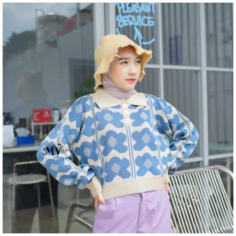 Sweater Rajut Wanita Amelia Daisy Blouse 1