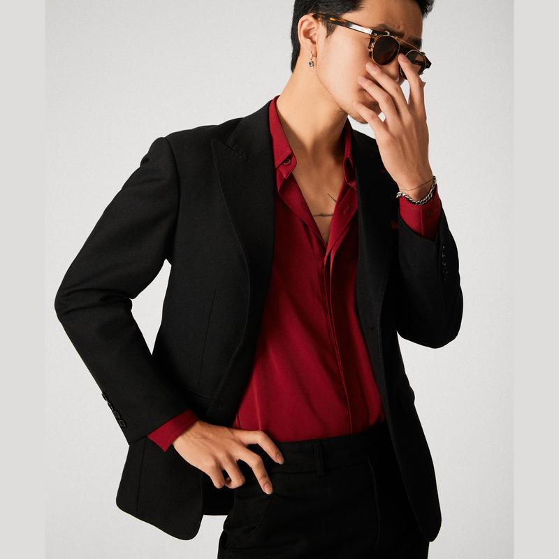 Áo Khoác Blazer Nam Addikt Gallant Blazer Peak Lapel Classic Vibe Jacket Ve Nhọn Bản Lớn Cổ Điển Màu Đen Menswear