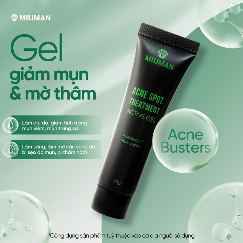 Gel Giảm Mụn & Mờ thâm MILIMAN 20gr - Phức Hợp AcneBusterTM Nhập Khẩu Từ Nhật Bản, Tinh Dầu Tràm Trà Hỗ Trợ Giảm Mụn 1
