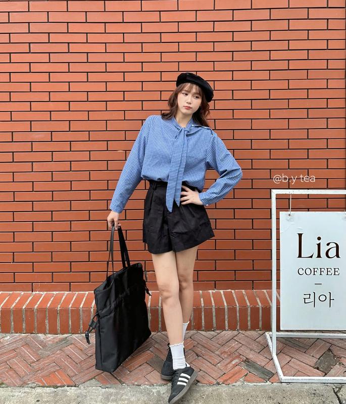 (SP MỚI) Bila Shirt - B.Y Tea | Áo kiểu nữ sọc caro phối cổ 5