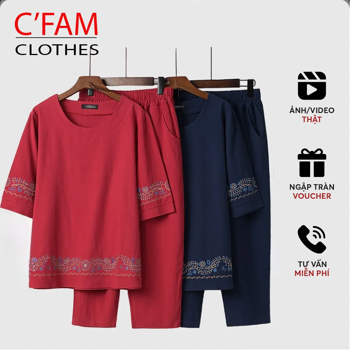 Bộ đồ nữ trung niên C'FAM, Form Rộng Tay Ngắn NB08