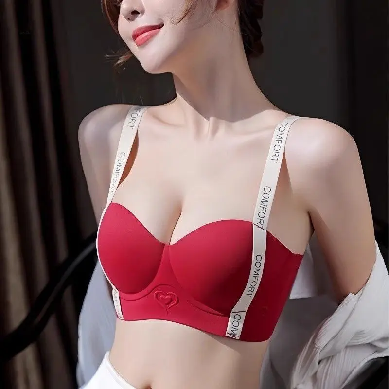 Đồ Lót Không Đường May, Thiết Kế Chữ Cái Phong Cách Mới, Ngực Nhỏ Trông Lớn, Tập Hợp, Lưng Đẹp, Áo Ngực Đơn Giản Tiên Tiến, Phong Cách Pháp, Gợi Cảm, Không Có Vòng Thép, Chống Chảy Xệ, Thích Hợp Cho Phụ Nữ, Đồ Lót Ôm Sát