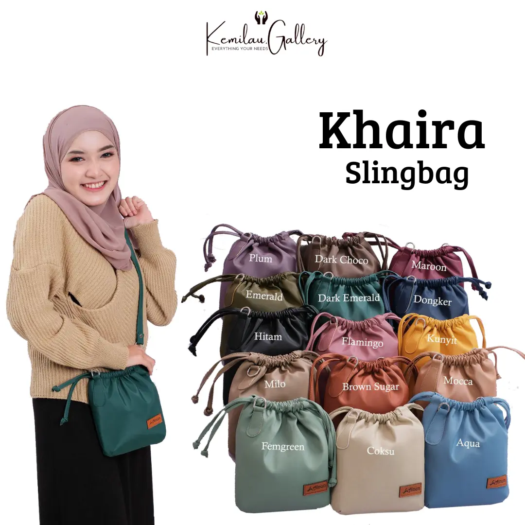 Ainun Tas Selempang Wanita Mini Khaira Slingbag Muat Handphone Bahan Kulit Sintetis Serut