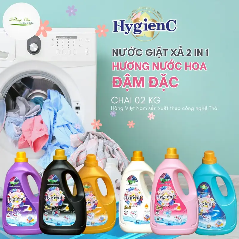 Nước giặt đậm đặc hương nước hoa HyGienC Plus Chai 02 Kg Làm Sạch và xả thơm quần áo 4
