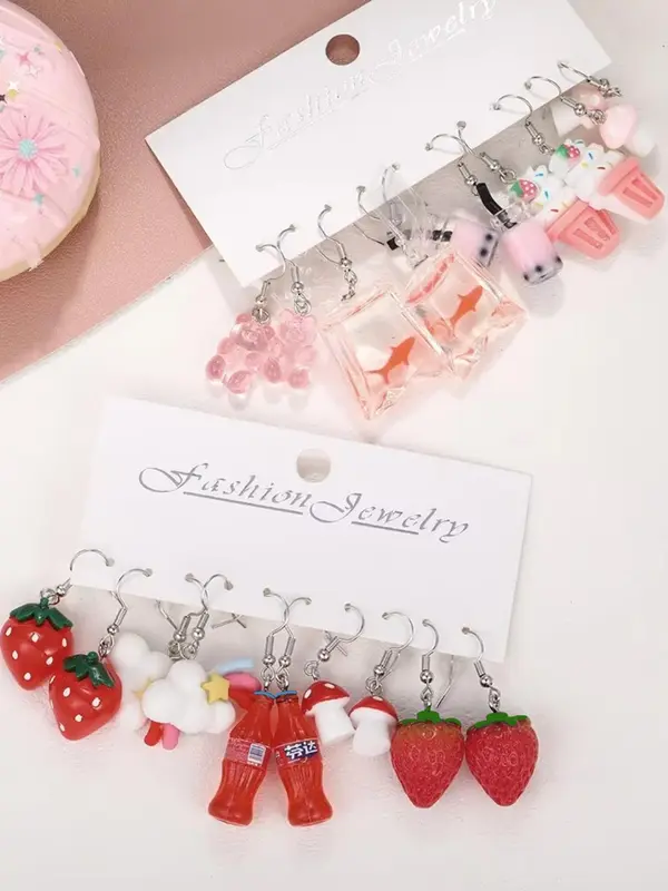 Cute Cartoon Food & Drink Design Dangle Earrings, Fashion Jewelry for Party, Daily Clothing Decor, Trendy All-match & Exquisite Jewelry for Birthday Gift 4