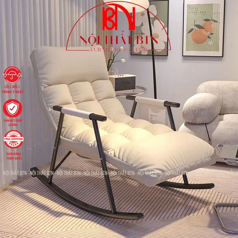 Ghế Bập Bênh Thư Giãn Khung Sắt, Ghế Lười Sofa Thư Giãn, Ghế Nằm Thư Giãn Xem Tivi 0